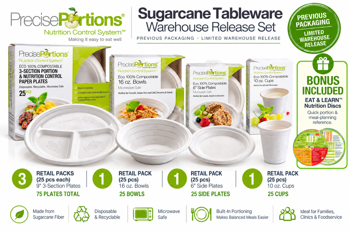 Precise Portions® 150-Piece Sugarcane Tableware Warehouse Release Set
