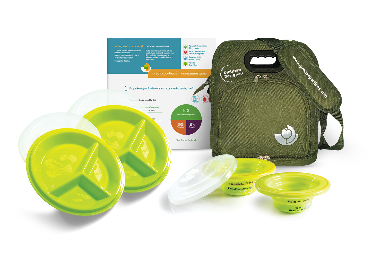 All Day Meal Prep Kit – Go Healthy Lunch Bag with Plates & Snack Bowls