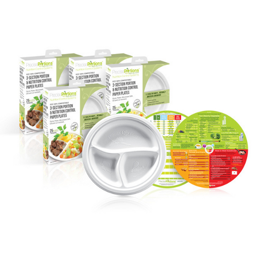 Eco 100% Compostable Dinner Plates with Portion Control Sections