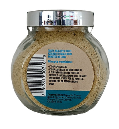 Salt-Free Coconut Curry Spice Blend Glass Jar- Handcrafted Coconut Curry Seasoning Organic