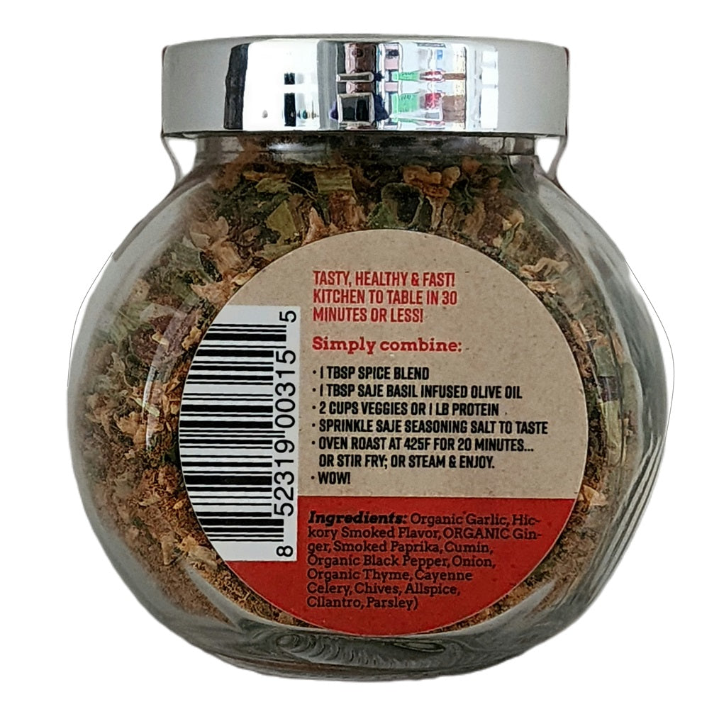 Gourmet Salt-Free Smoky Jerk Spice Blend Glass Jar - Handcrafted Smoky Jerk Seasoning Salt-Free