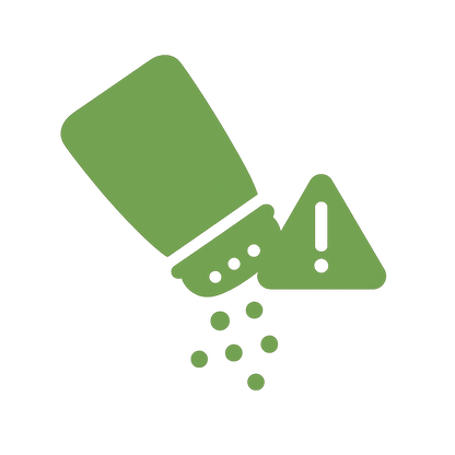 Salt shaker icon with sodium warning triangle