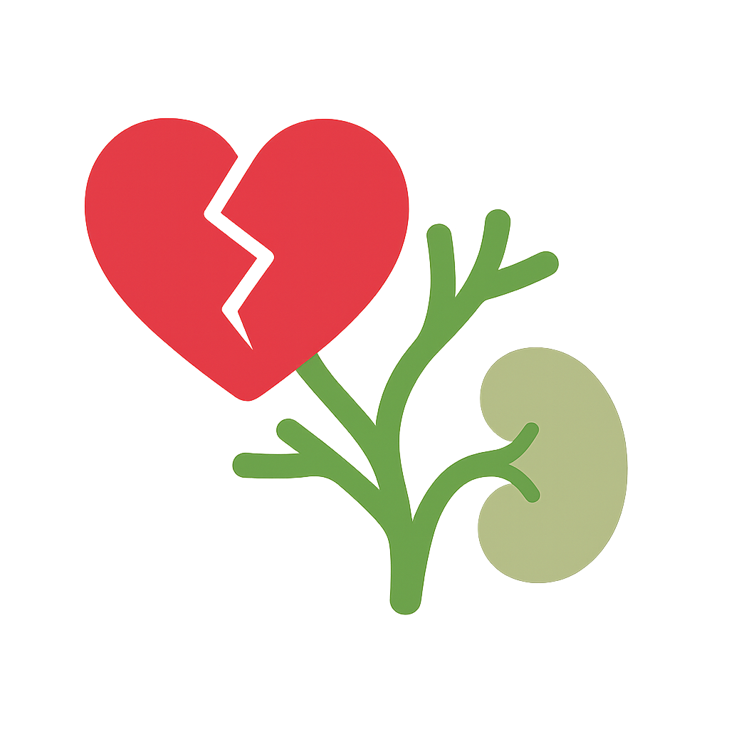 Heart and kidney icon showing salt-related health risk