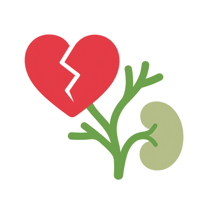 Heart and kidney icon showing salt-related health risk