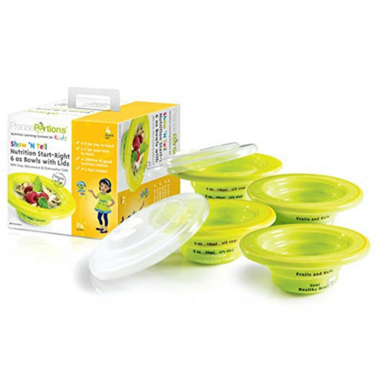 Children’s Show ‘n Tell 6oz lidded bowls with 2oz graduations set of 4