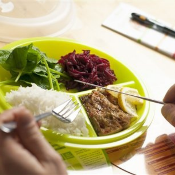 Microwave Safe Portion Control Plate with three sections and vented cover