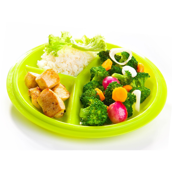 Go Healthy 3-Section Portion Control Plate with vented lid and compartments