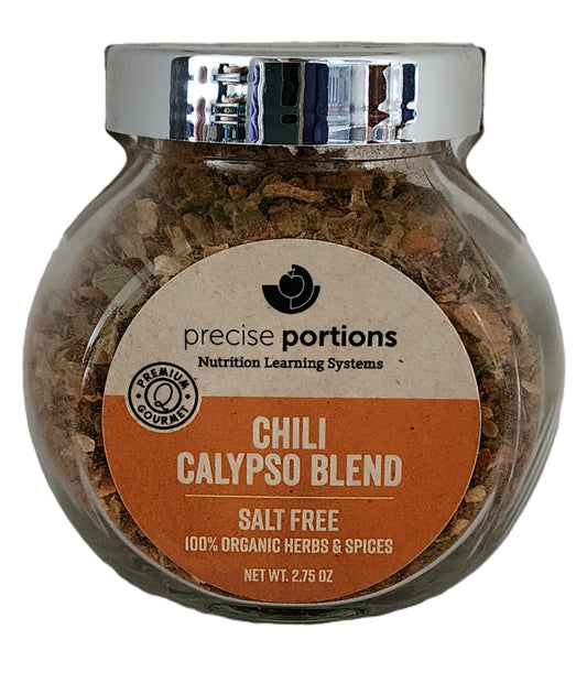 Precise Portions  Caribbean Inspired Chili Calypso Salt-Free Spice Blend is 100% organic - Great for a savory flavor that is very easy to use to create delicious meals. 